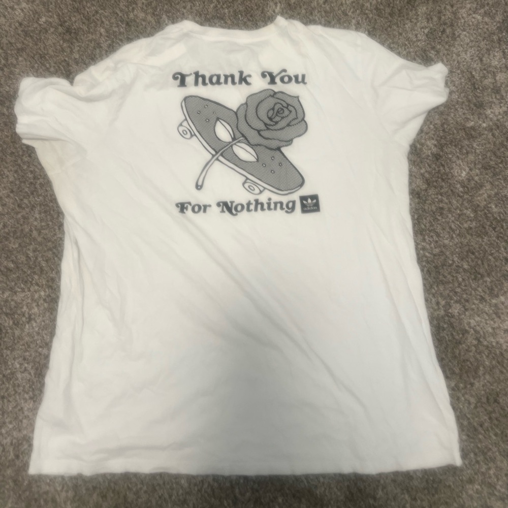 adidas White T-Shirt with Skateboard Graphic